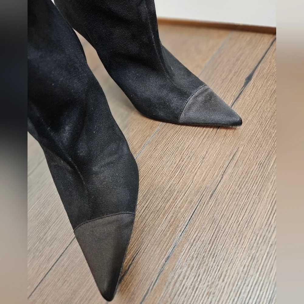 Good American The Weekend Black Suede Over The Knee Boot Size 9